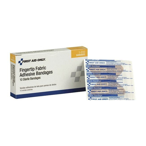 First Aid Only Fingertip Bandages,2"x1 3/8",Fabric,PK10 1-010