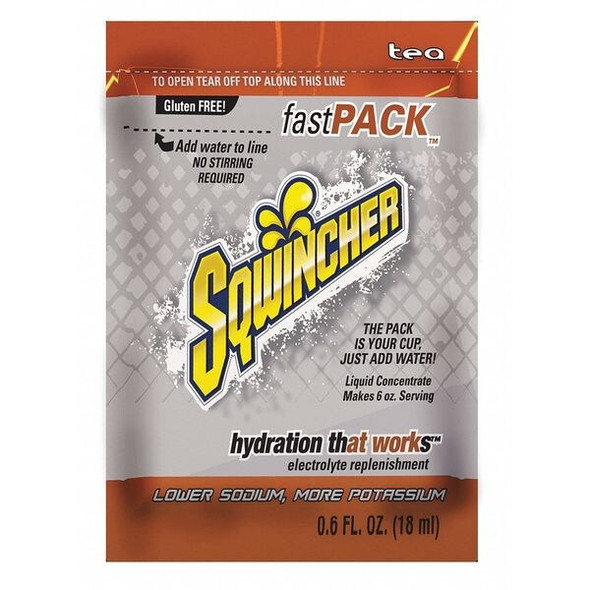 Sqwincher Sports Drink Liquid Concentrate 0.6 oz., Tea, Pk50 159015306