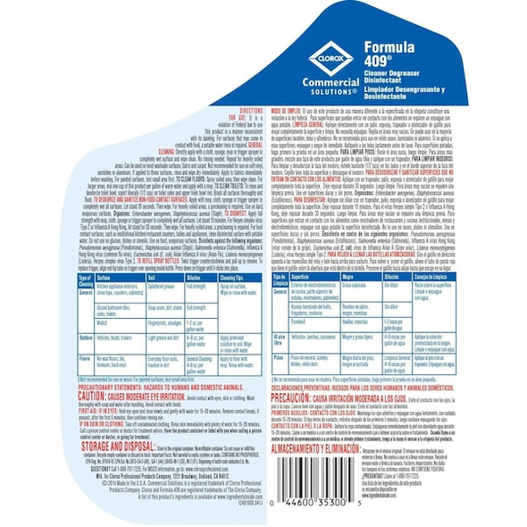 Formula 409 Cleaner/Degreaser Disinfectant, 1 Gal Jug, Liquid, Clear, 4 PK 35300