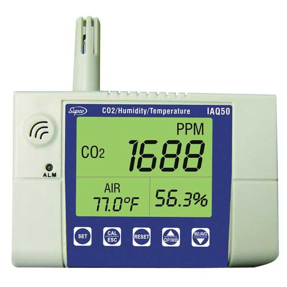 Supco Indoor Air Meter, 14 F to 140 F, LCD IAQ50