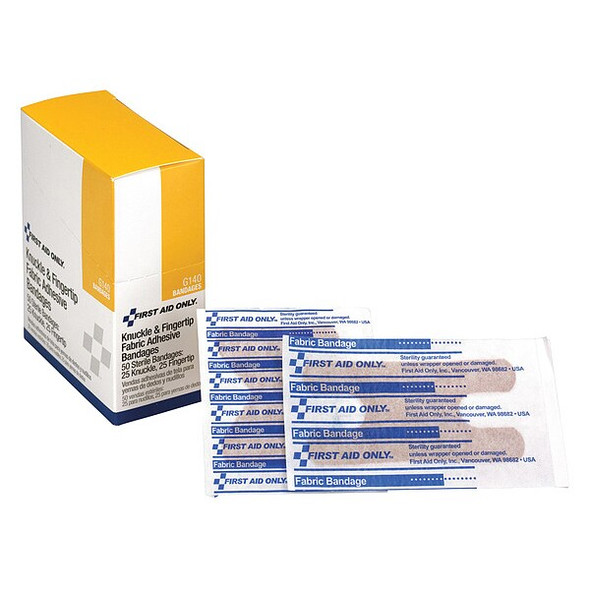 First Aid Only Fingertip/Knuckle Bandages,Fabric,PK50 G140 First Aid Only Fingertip/Knuckle Bandages,Fabric,PK50 G140