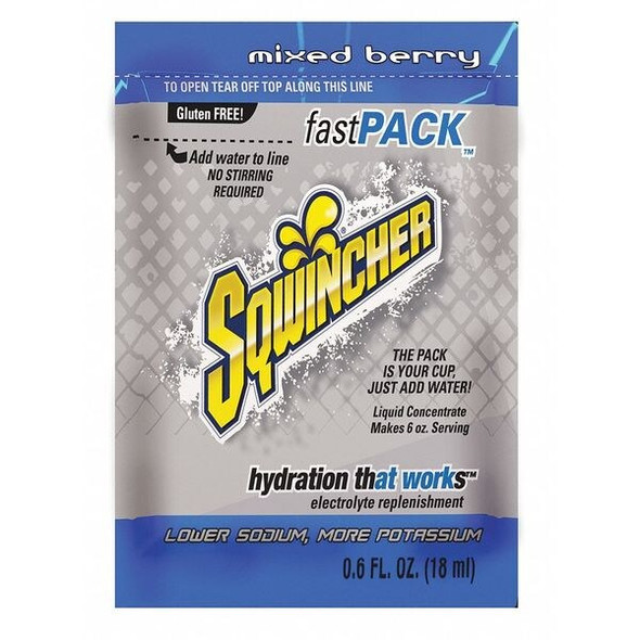 Sqwincher Sports Drink Liquid Concentrate 0.6 oz., Mixed Berry, Pk50 159015300