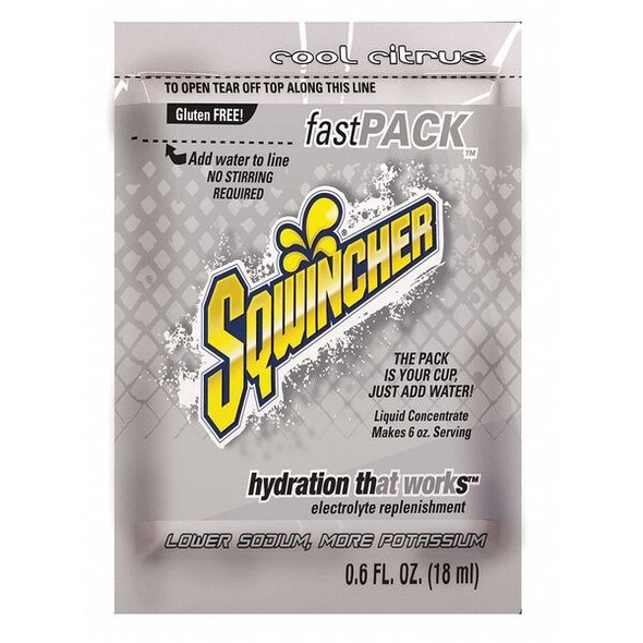 Sqwincher Sports Drink Liquid Concentrate 0.6 oz., Cool Citrus, Pk50 159015310