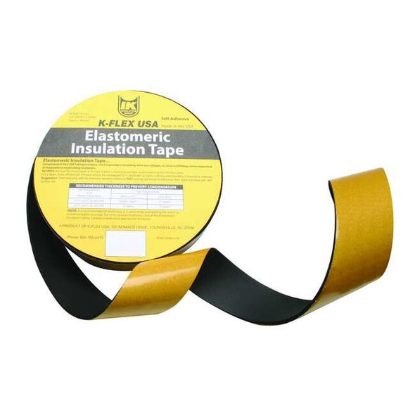 Pipe Insulation Tape, 2 in W x 30 ft L, 125 mil Thick, Buna-N Rubber/PVC, Black