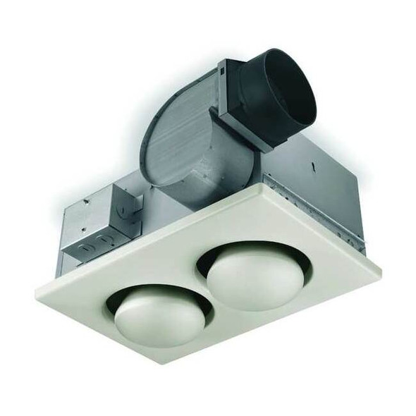 Ceiling Bathroom Fan, 70 cfm cfm, 4 in Duct Dia., 120V AC, Without Light