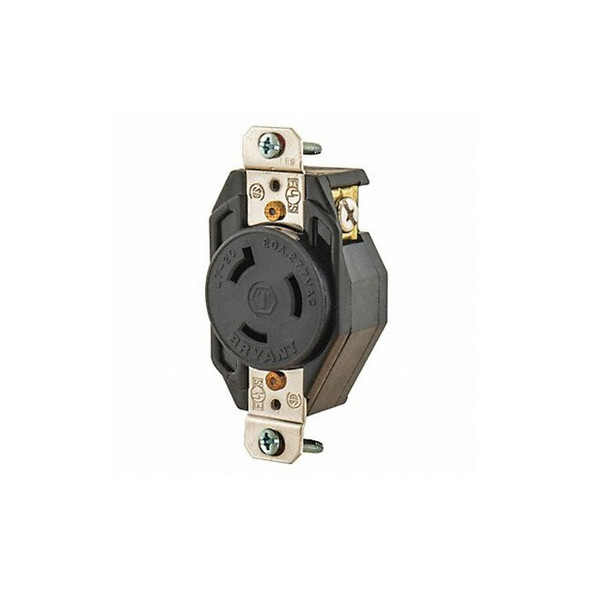 Bryant Locking Receptacle,Black,277VAC,2 HP,20A 70720FR