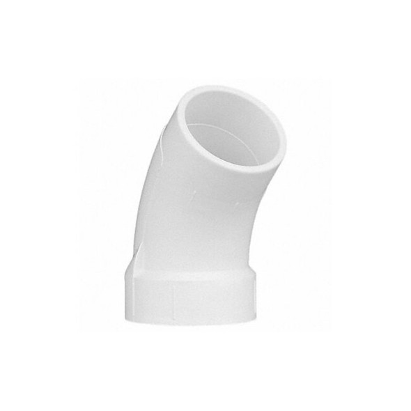 PVC Street Elbow, 45 Degrees, Hub x Spigot, 2 in Pipe Size
