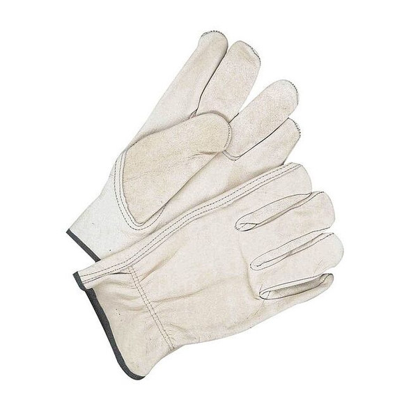 Leather Drivers Gloves, Shirred Slip-On Cuff, Keystone Thumb, Tan, S, 1 PR