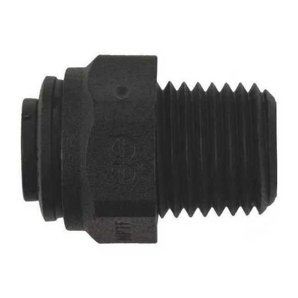 Push-Fit Adapter Fitting, 1/4 in Tube Size, Polypropylene, Black, 10 PK