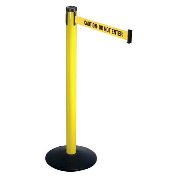 Retracta-Belt Barrier Post with Belt,40 In. H,Sloped 301YA-CAU