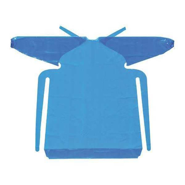 Polyco Gown, Polyolefin, Welded, 4 mil, 45 in, Blue, Universal, 50 PK 43450