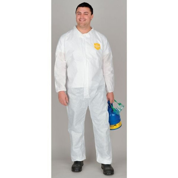 10 Coverall. Collar. Elastic Wrists and Ankles. Elastic Waist. White. 2X  PB125SWH2X002500