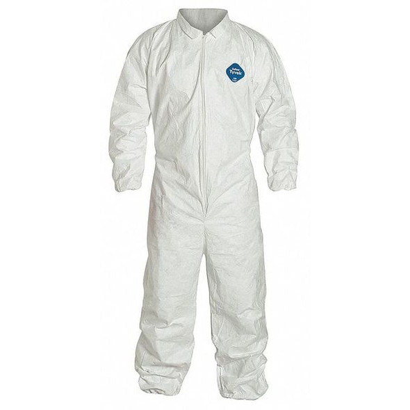 Disposable Coverallss, Collared Coverall, 2XL, Tyvek(R) 400, Elastic Wrist, Elastic Ankle, White