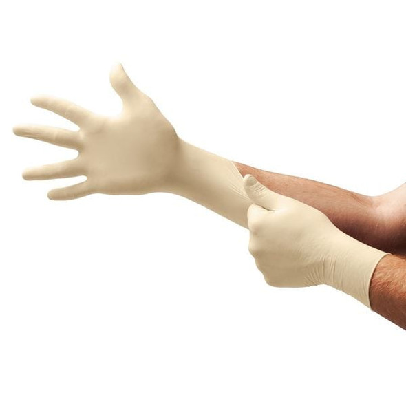 Ansell L92, Disposable Gloves, 5.00 to 5.99 mil Palm, Latex, Powder-Free, M (8), 100 PK, Beige L922