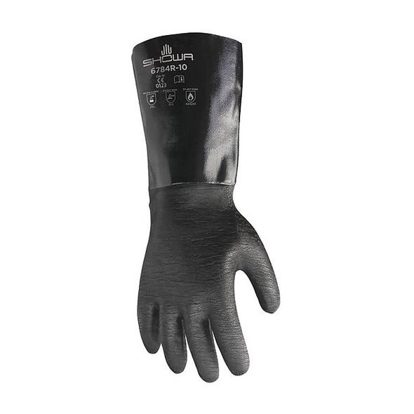 6784R Chemical Resistant Gloves, Neoprene, 14 in L, 26 mil, Black, 10, 1 PR