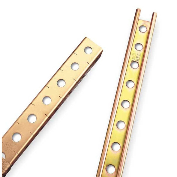 Single Channel Strut, Punched, Steel, Electroplated, 9/16 in Hole Size, Gold