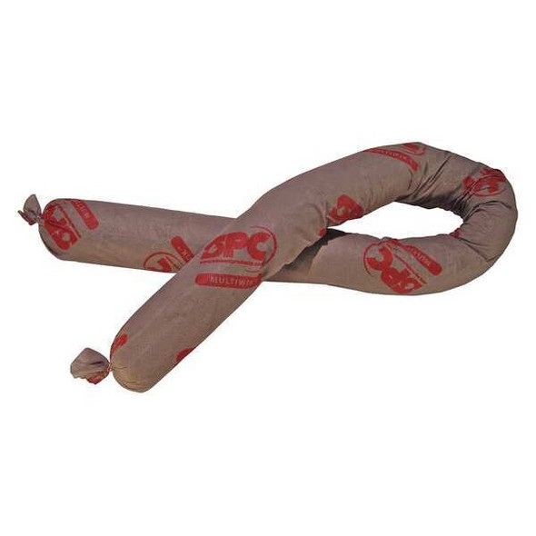 Brady Sorbent Sock, 12 gal, 3 in x 48 in, Universal, Brown, 12 PK MS-412