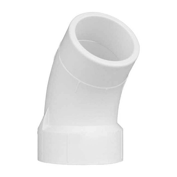 PVC 45 Degree Street Elbow, Hub x Spigot, 1-1/2 in Pipe Size