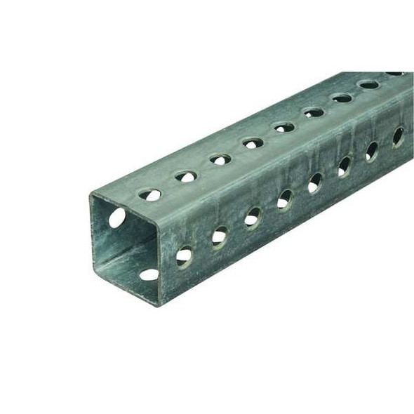 Sign Post, Square, ,Galvanized steel Silver, 14 ga. Galvanized, 10 ft. L, 2" D