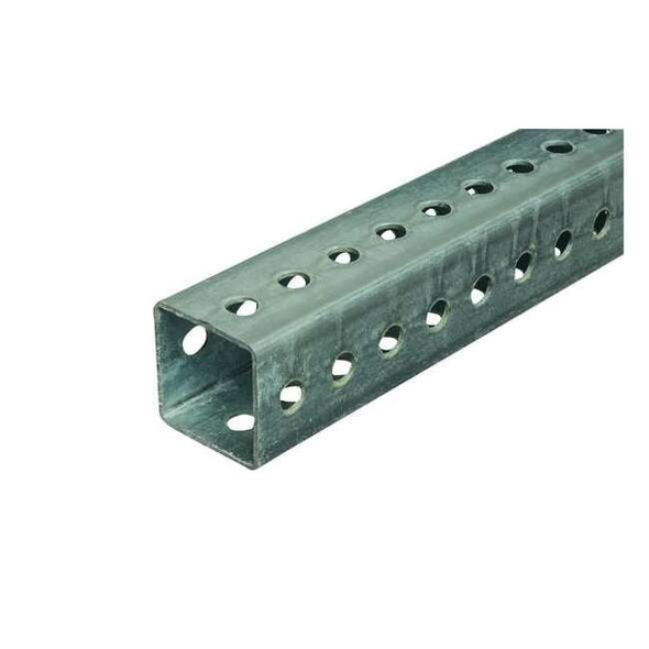 Sign Post, Square, ,Galvanized steel Silver, 14 ga. Galvanized, 10 ft. L, 2" D