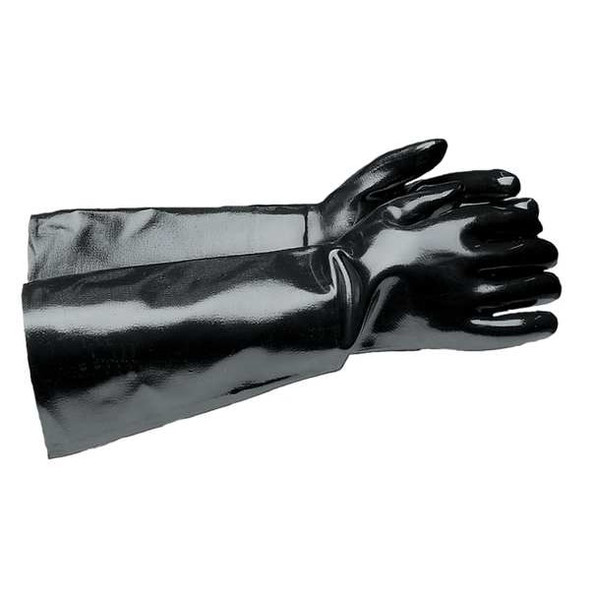 Showa 6797 Chemical Resistant Gloves, PVC, 18 in L, 96.85 mil, Black, L, 1 PR 6797