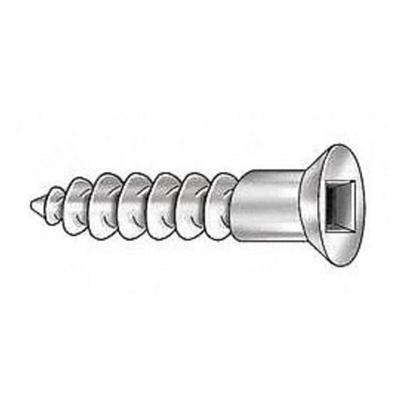 Wood Screw, #8, 1 in, Zinc Yellow Steel Flat Head Square Drive, 100 PK