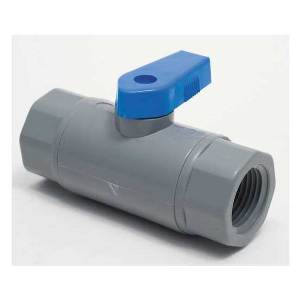 1/4" FNPT PVC Ball Valve Inline, Seat Material: Viton