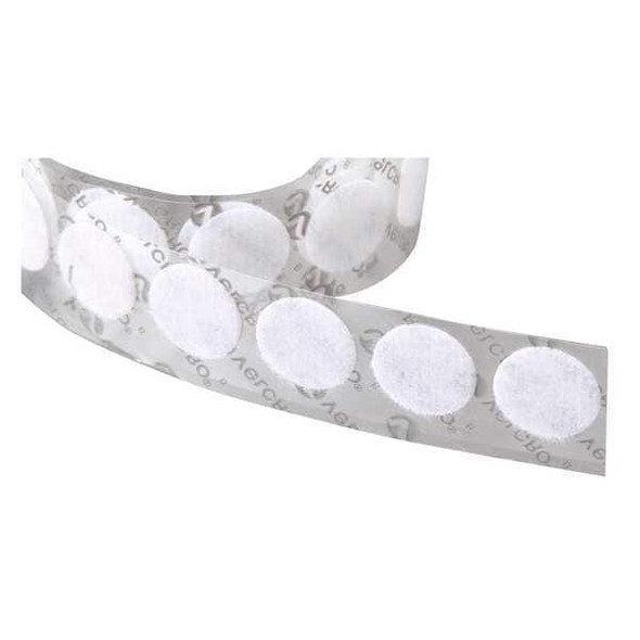 Reclosable Fastener, Disc, Acrylic Adhesive, 3/4 in, White, 1028 PK