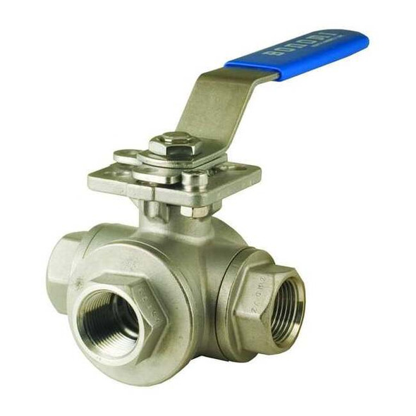 Bonomi 1" NPT Stainless Steel Ball Valve 3-Way 956N-1"