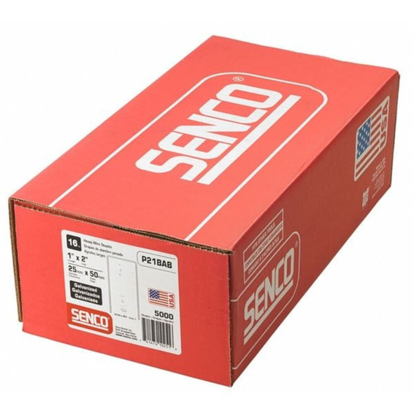 Senco Staples, 16 ga, Standard Crown, 2 in Leg L, Steel, 5000 PK P21BAB