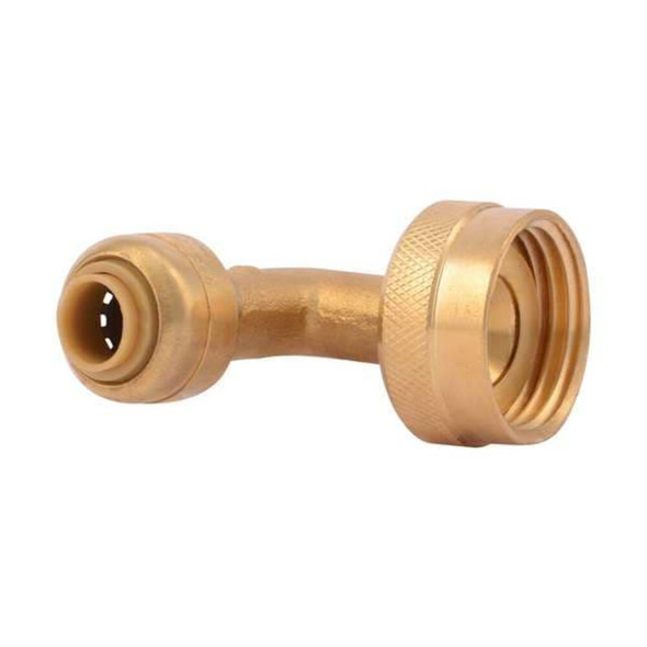 Push-Fit Elbow Fitting, 1-4 in x 3-4 in GHT Tube Size, Brass, Brass  U2276LF