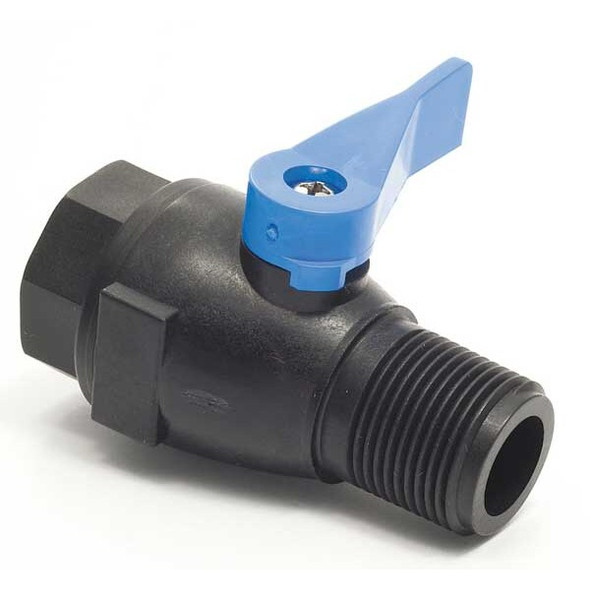 3/4" FNPT x MNPT PVC Ball Valve Inline, Handle Type: Flag