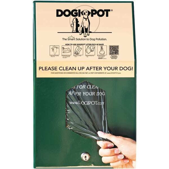 Dogipot 15-1/2" Green Aluminum, PetWaste Bag Dispenser 1002HP-4