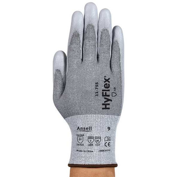 Ansell Knit Gloves, Cut Level A5 ,Dipped ,Polyurethane ,Smooth ,10 1 PR 11755