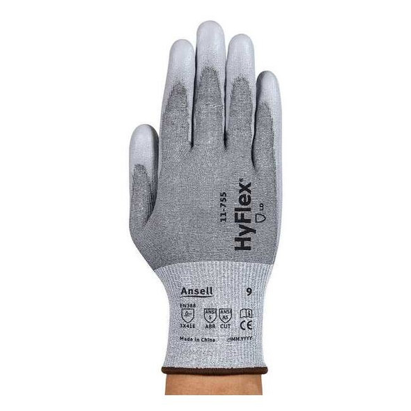 Ansell Knit Gloves, Cut Level A5 ,Dipped ,Polyurethane ,Smooth ,10 1 PR 11755