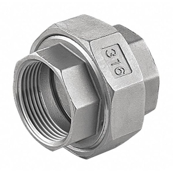 316 Stainless Steel Union, 1/2 in x 1/2 in Fitting Pipe Size, Female NPT x Female NPT, Class 150