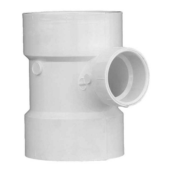 PVC Sanitary Tee, Hub, 3 in x 3 in x 1 1/2 in Pipe Size