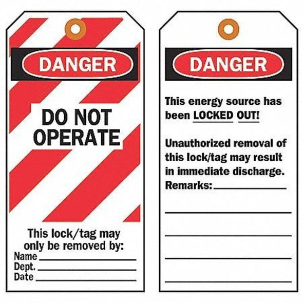 Brady Danger Tag,5-1/2 x 3 In,Hd Polyest,PK25 65502