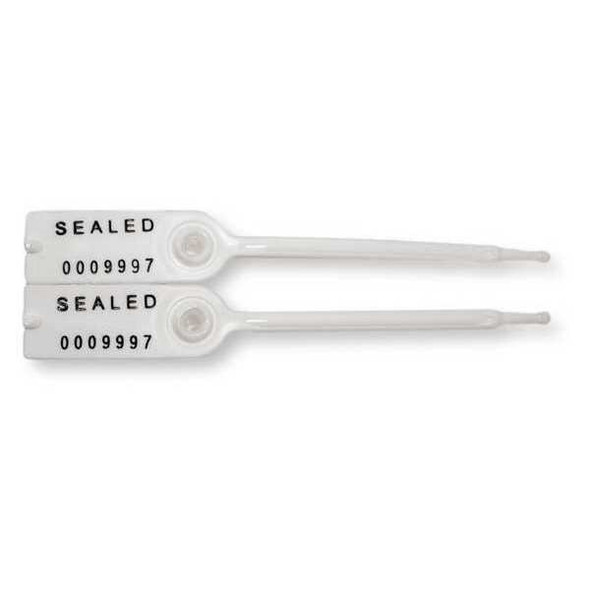 Tydenbrooks Tote Seal,5" L,White, Heat Stamped, 7 Digits,PK50 V30535021-10-GRAI