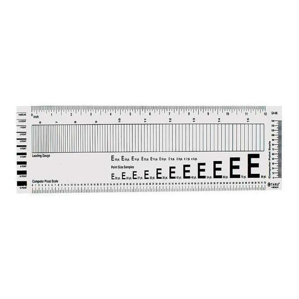 Westcott Ruler, Plastic, Lined, 16ths, 13-3/4in GA-96