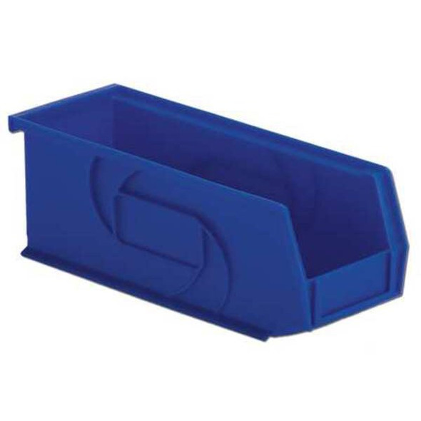 Hang & Stack Storage Bin, Plastic, Blue, 4 in H, 4 1/8 in W, 10 7/8 in L