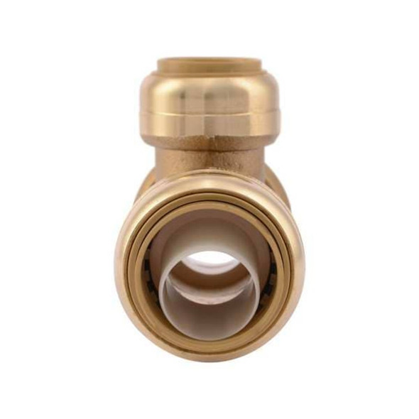 Sharkbite Reducing Tee, 1 in x 1 in x 3-4 in Tube Size, DZR Brass, Brass UR416A