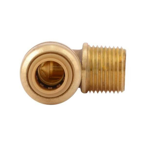 Sharkbite Push-Fit Elbow Fitting, 3-8 in Tube Size, Brass, Brass U276LFA