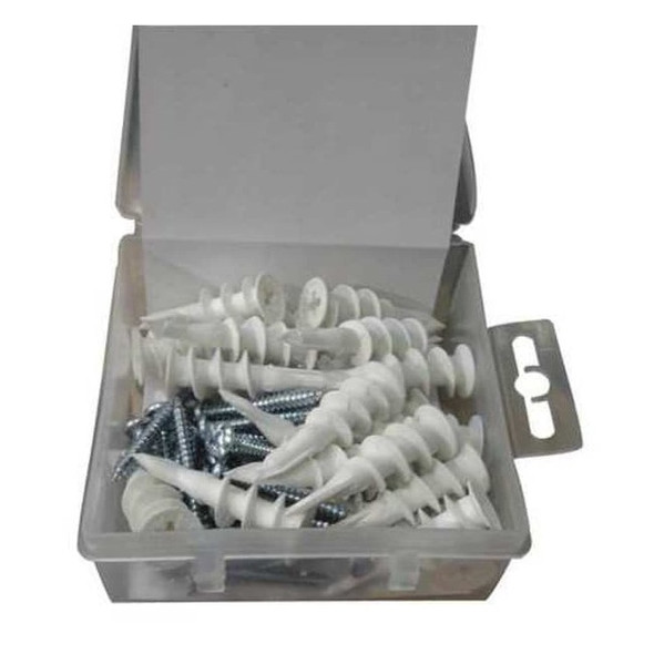 E-Z Ancor Wall Anchor, 1-1/4" L, Plastic, 40 lbs Tension Strength, 25 PK