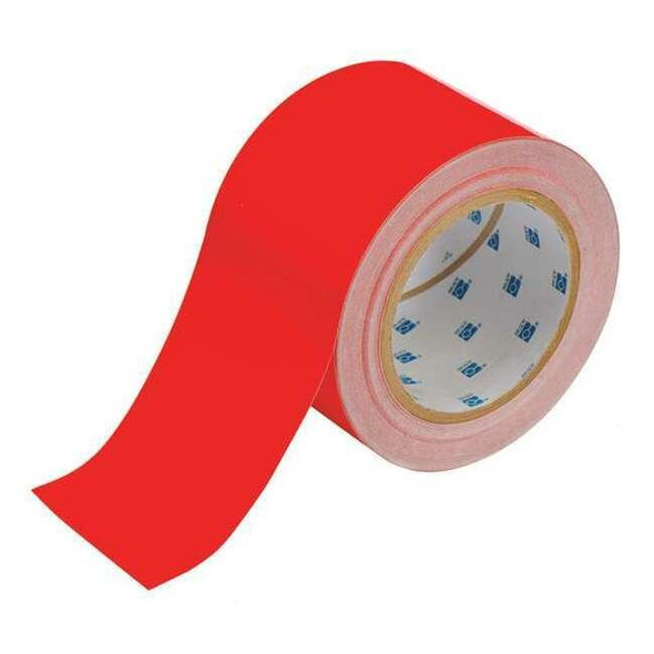 Brady Floor Marking Tape, Polyester, Solid, Red, 3 in W., 8 mil Thickness 104343