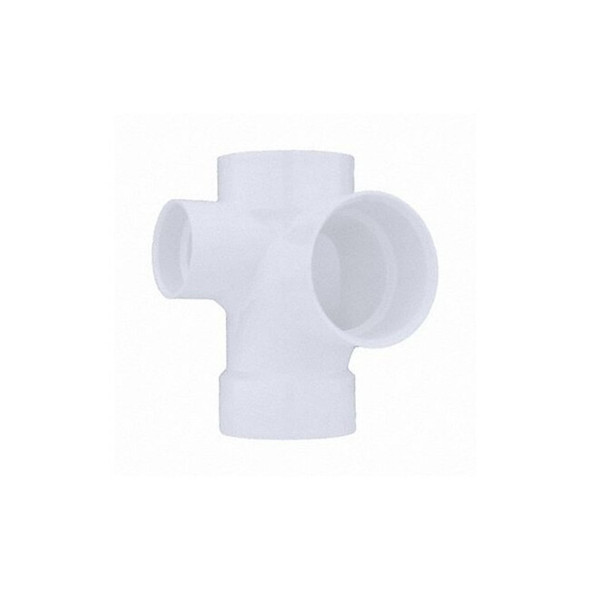 PVC Sanitary Tee, Hub, 4 in x 4 in x 4 in x 2 in Pipe Size