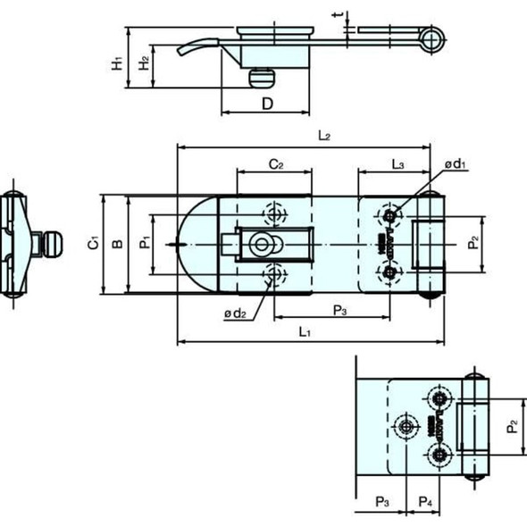 Sugatsune Hasp,Fixed,304 Stainless Steel,Polished HP-AK75