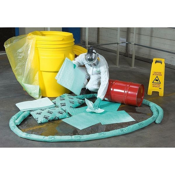 Brady Spill Kit, 9 gal Volume Absorbed per Kit, 6 1/2 gal Capacity, Bucket, White SKH-BKT