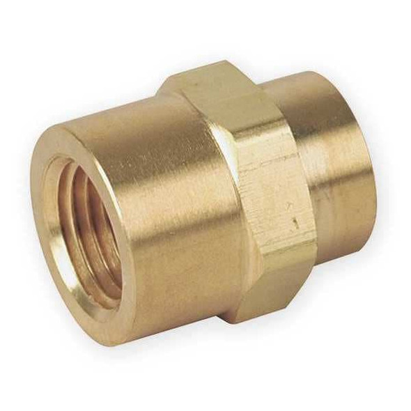 Reducing Hex Coupling Brass Pipe Fitting, 1/2 in Female NPT X 1/4 in Female NPT