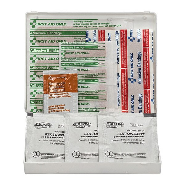 First Aid Kit and Housing, Plastic 16 Components, 5 People Served